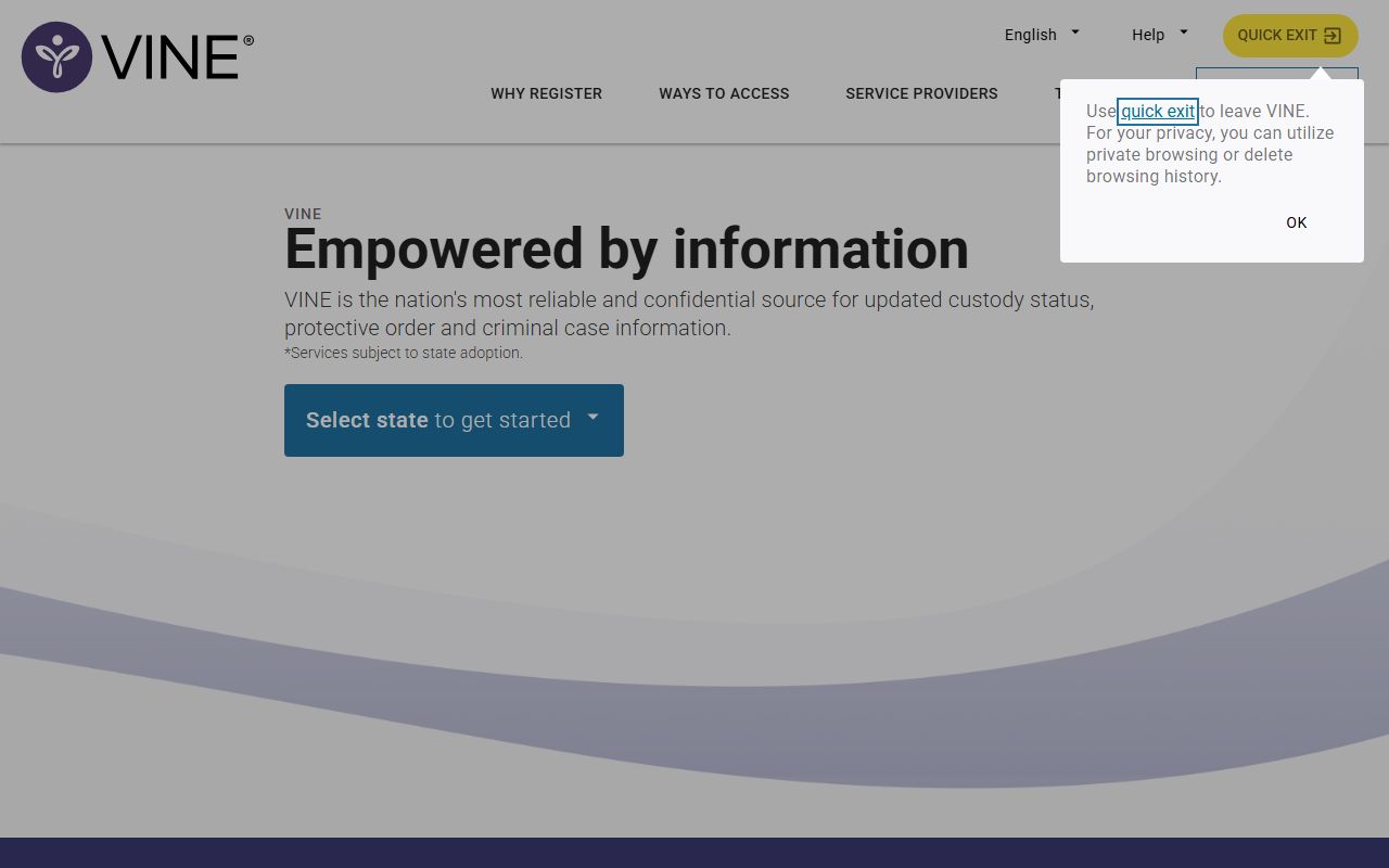 VINELink custody notification portal for Nevada County inmate records